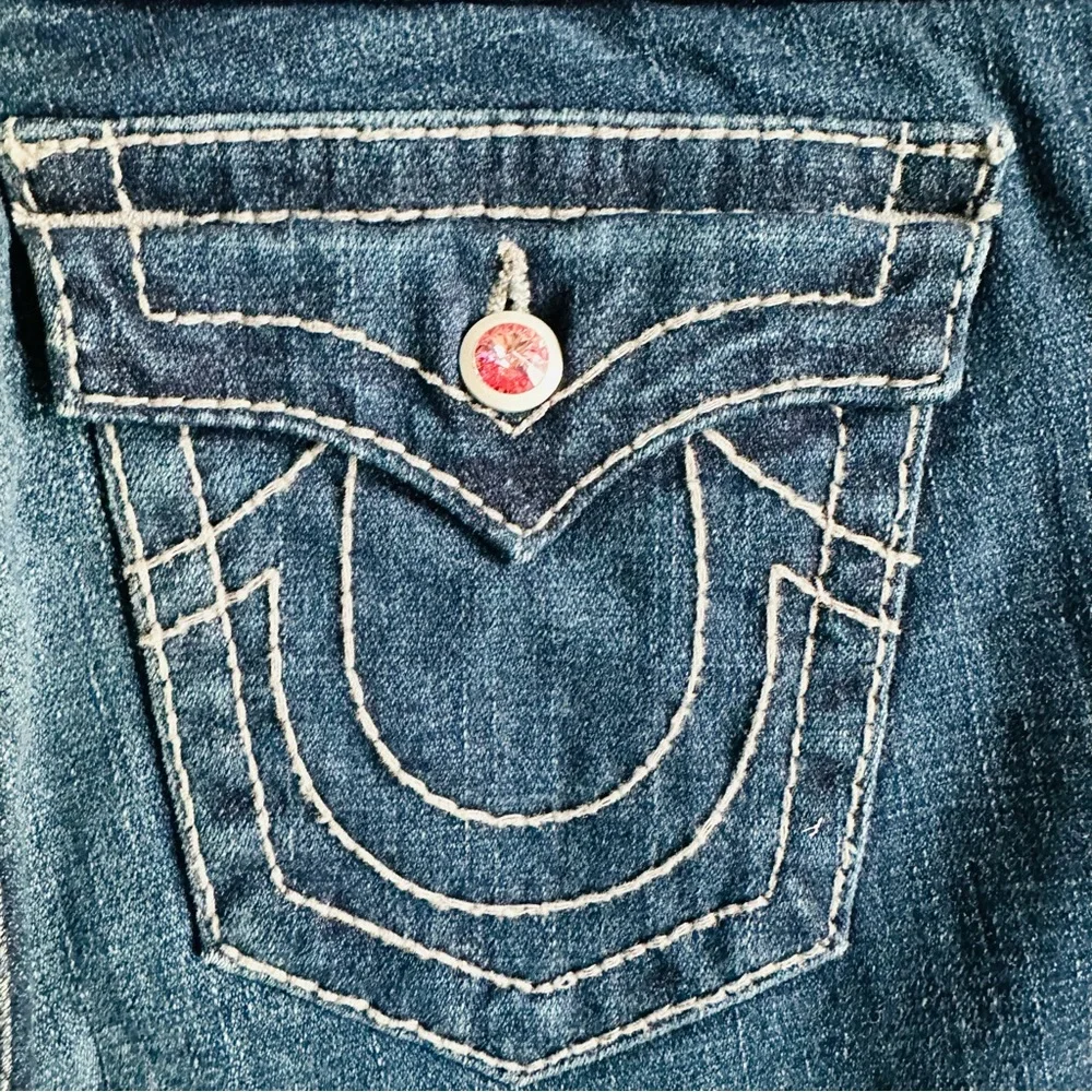 NWT True Religion Swarovski Crystals Flare Leg Jeans Made in USA, 29